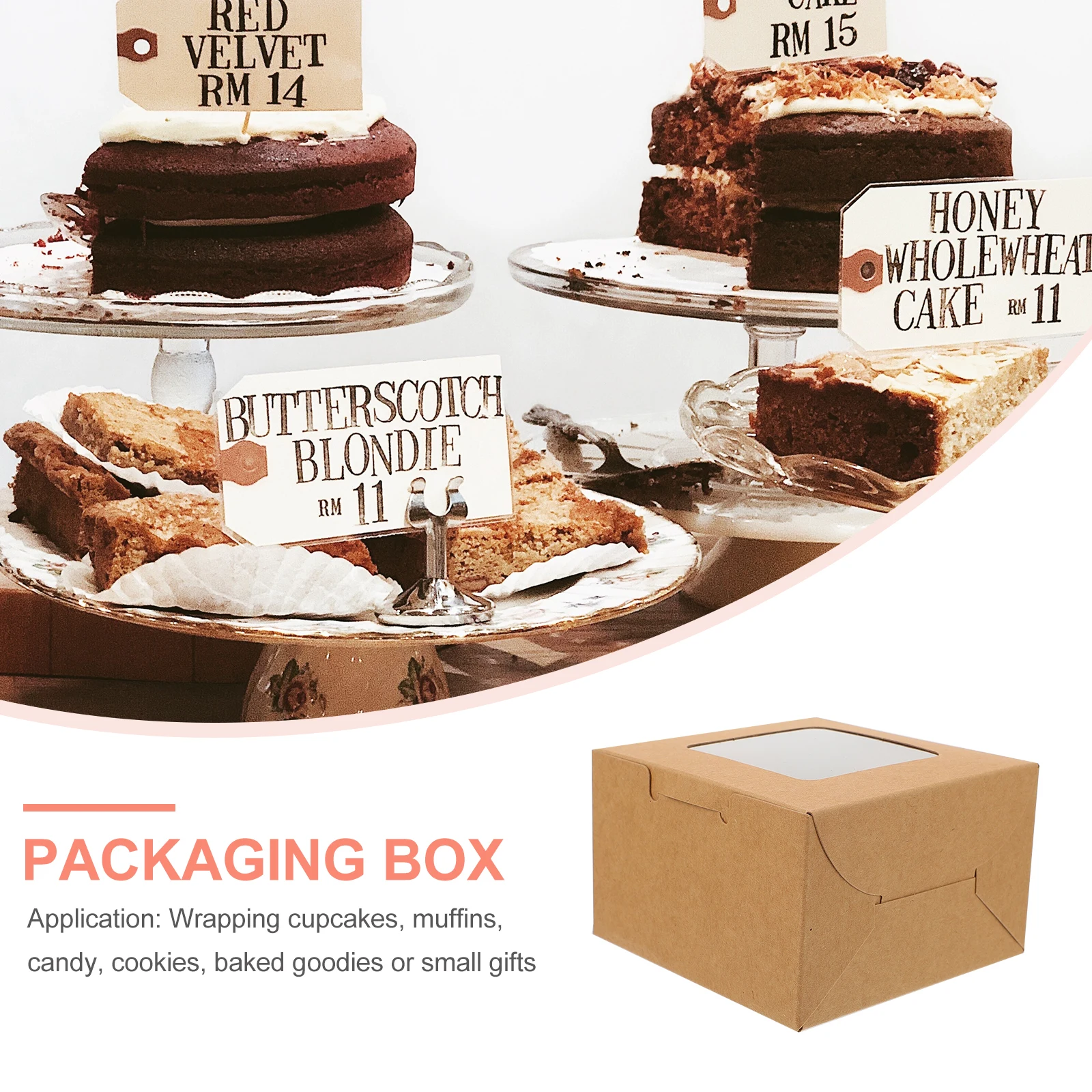 

30pcs Egg Yolk Pastry Packaging Boxes Thick Paper Cake Container Clear Window For Takeaway Dessert Baking Muffin Carrier