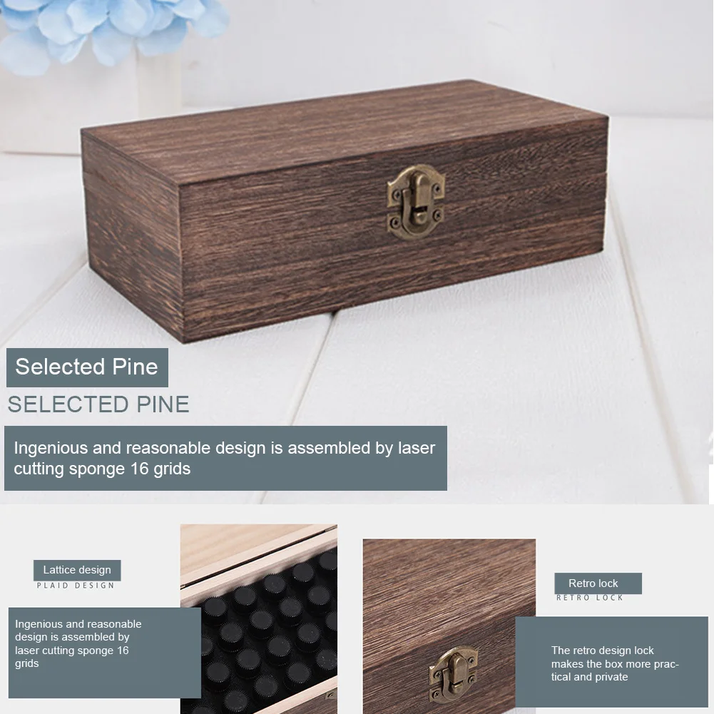 36 Grids Dustproof Split Bottle Box Home Decor Wooden Storage Box Jewelry Essential Oil Bottles Container Fragrance Carrier Case