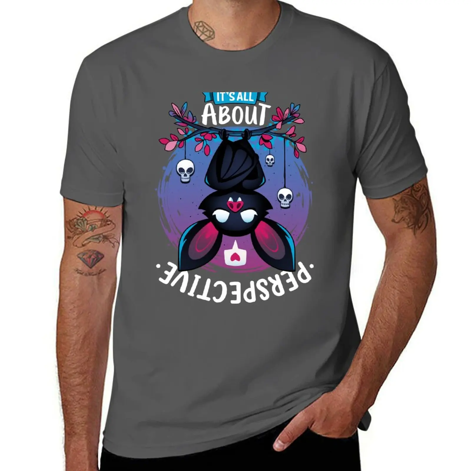 All About Perspective - Cute Creepy Bat Love T-Shirt Fashion Print Casual Short Sleeve