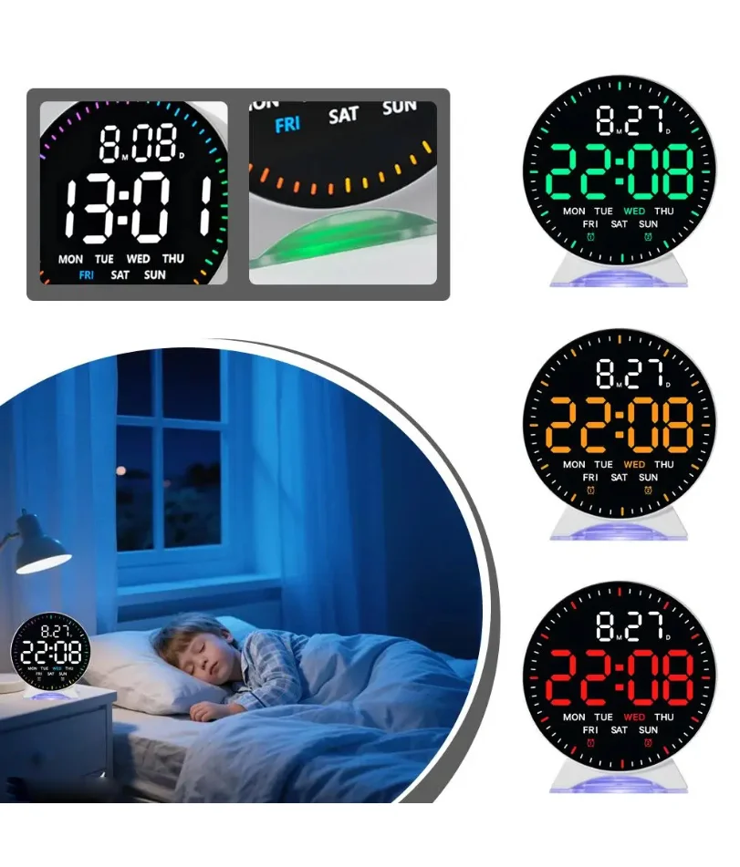 LED Digital Wall Clocks Multifunctional Electronic Clock Alarm Clock High-definition Display Multiple
