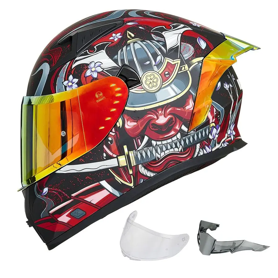 

Motorcycle Helmet Full Face with Pinlock Compatible ClearampTinted Visors and Fins Street Bike Motocross Casco DOT Model Z501Arm