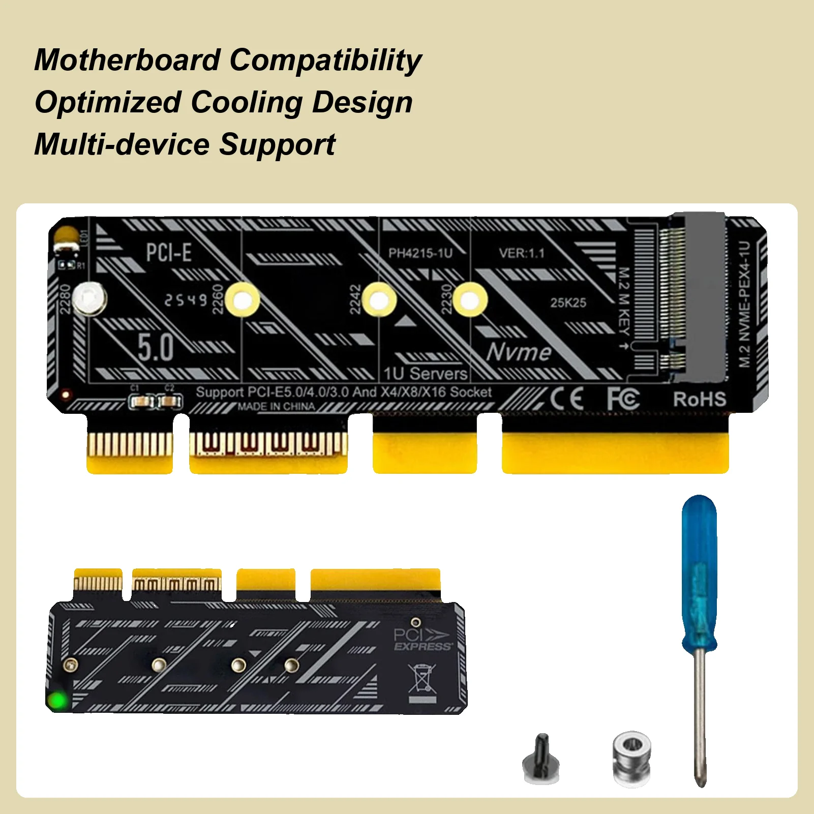 

Internal USB Port Card PCIe Expansion Board 64Gbps Hard Disk Adapter for Desktop PC Computer Data Controller