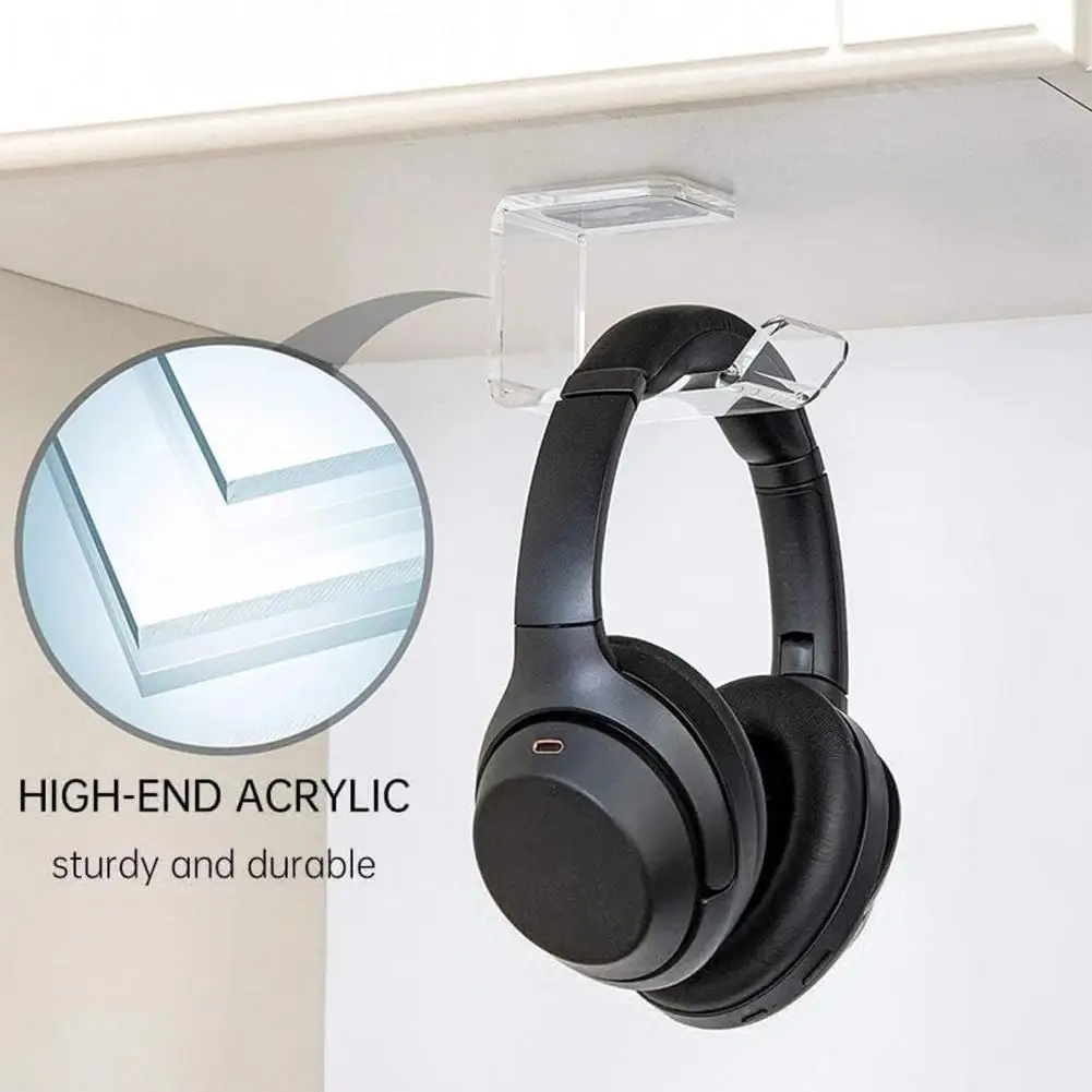 Space-saving Headphone Holder Acrylic Under-desk Headphone Hanger Modern Gaming Headset Display Stand for Home Office