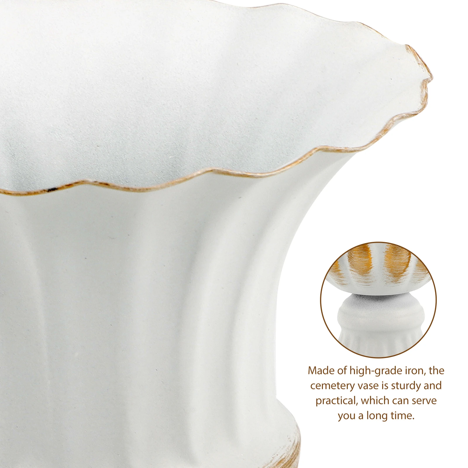 

Iron Cemetery Flowerpot Sturdy Grave Flower Holder for Graveyard Memorial Use Weather Resistant Headstone Flower