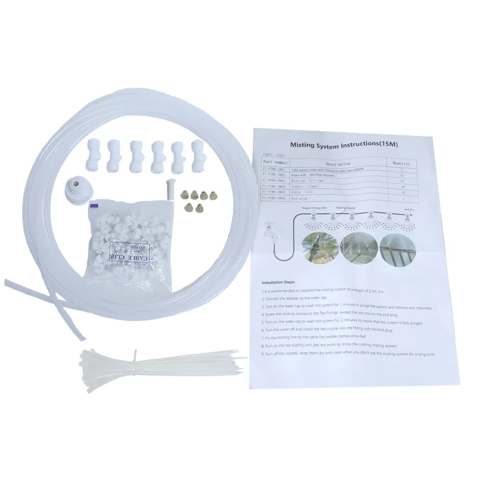 6m Outdoor Cooling Patio Misting System Fan Cooler Water Mist Garden Hose Spray Kit Fog Misting System Irrigation Sprinkler