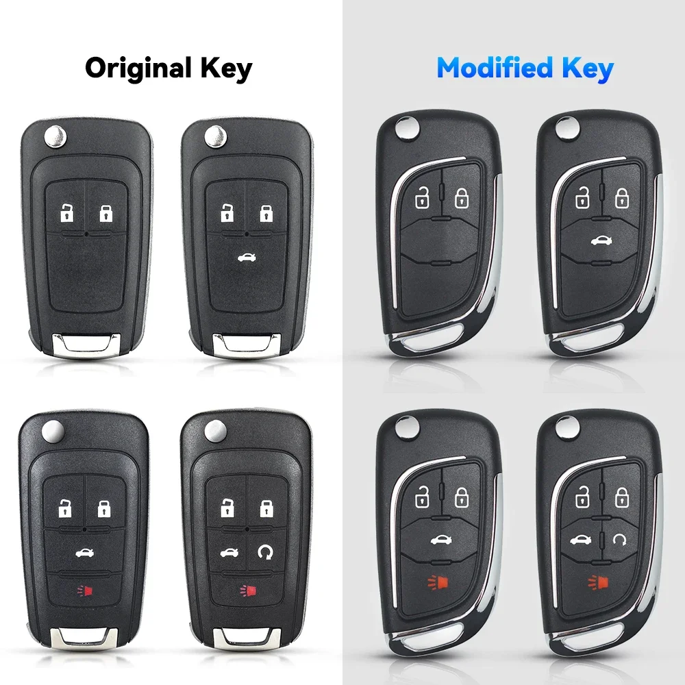 KEYYOU 10X Modified Flip Car Key Shell For Chevrolet Cruze Epica Lova Camaro Impala For Opel 2/3/4/5 Button Uncut HU100 case