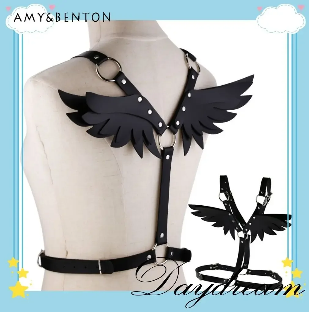 Japanese Harajuku Lolita Gothic Punk Angel Wings Belt for Women Subculture Y2K Corset Belt Street Fashion Clothing Accessories