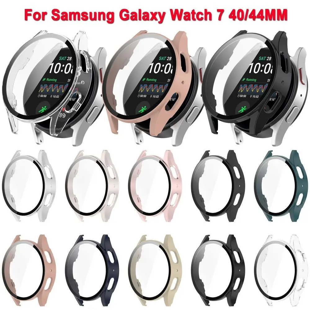 PC+Tempered Protective Case Full Coverage Smart Watch Screen Protector Anti-Scratch for Samsung Galaxy Watch 7 40/44MM