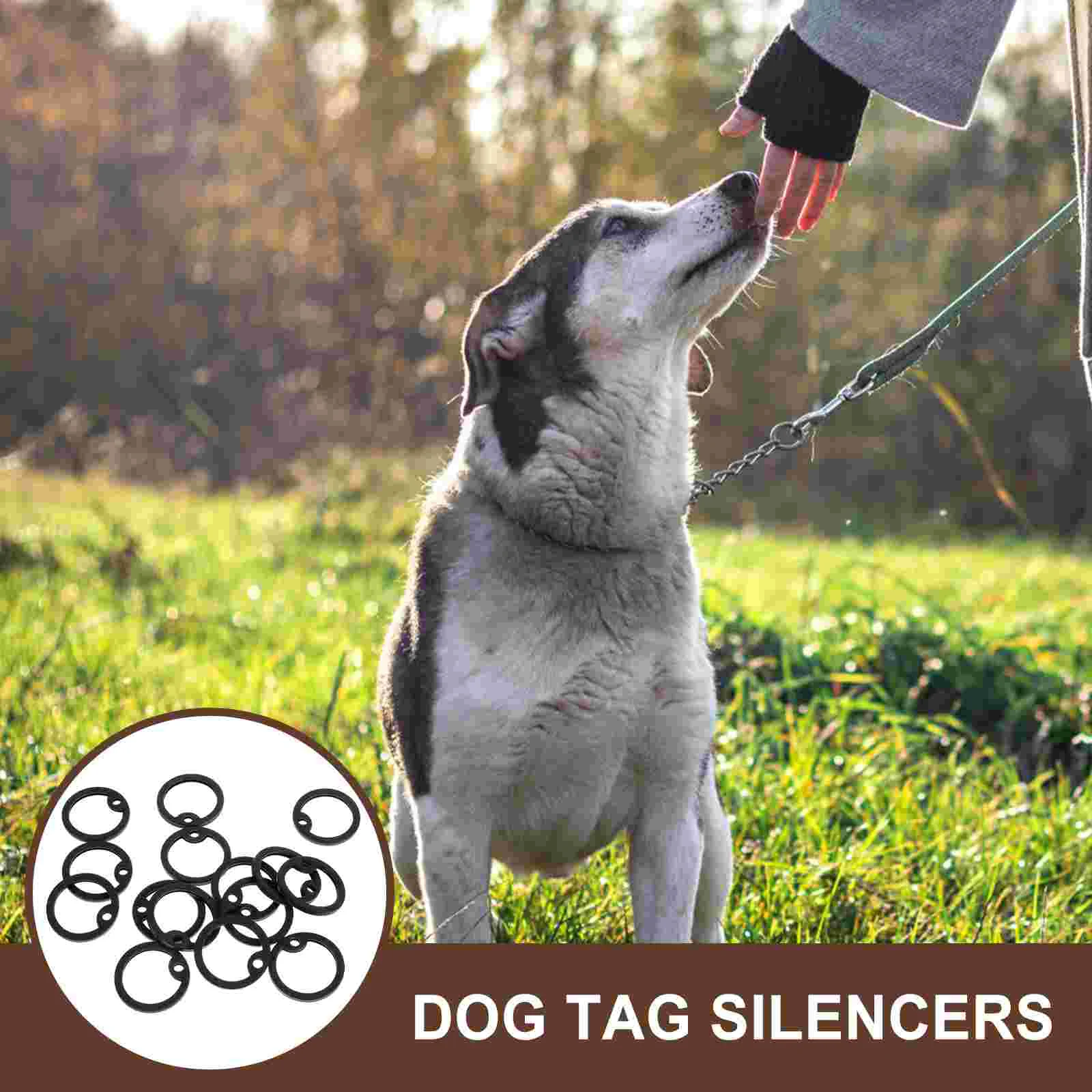 15pcs Professional Dog ID Tag Silencers Silicone Useful Mute Circle for Pet Dog Cat (Black) Pet Tag Silencers