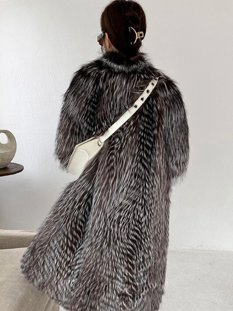 Cappotto da donna in pelliccia di volpe sintetica invernale spesso soffice manica lunga tuta sportiva calda giacca lunga in pelliccia di lusso elegante Mujer Bontjas Shaggy Cappotti