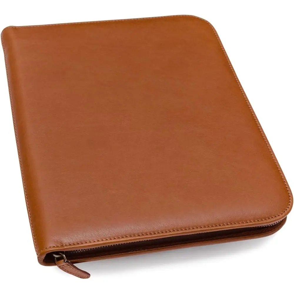 

Premium Leather Portolio Padolio - Executive olio or Men and Women with Zipper, olio Document Organizer, Laptop Sleeve, iPad Cas