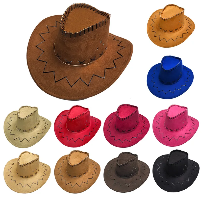 Chapeau de cowboy occidental de style américain pour hommes et femmes, chapeau de protection solaire à grand bord, gouttelette d'eau, chapeau haut de forme pour couple, jazz, utilisation en extérieur