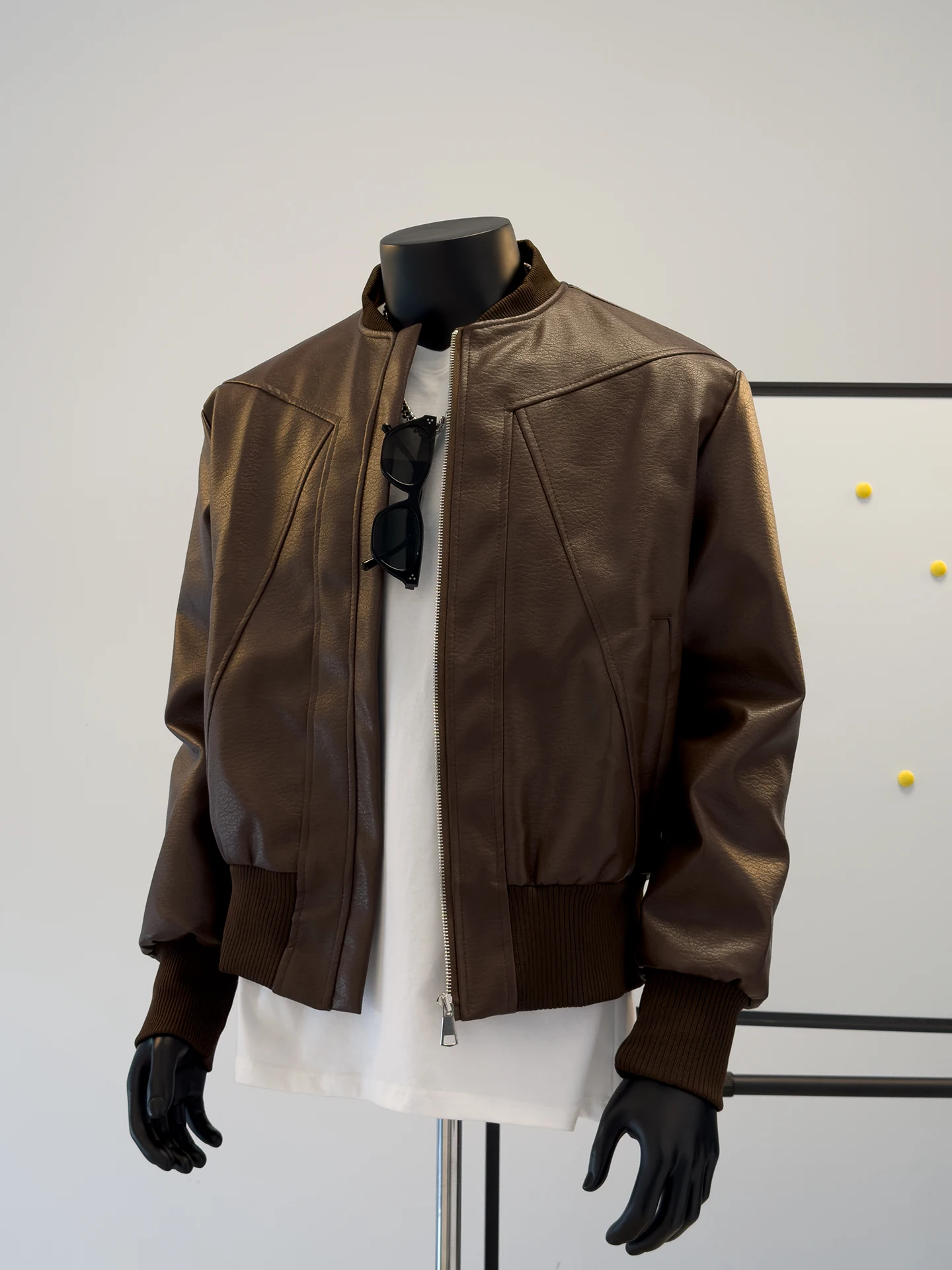 

Кожаный джет с бейсбольным воротником в стиле ретро, мужская свободная верхняя одежда для мотоцикла, повседневная верхняя одежда Faion