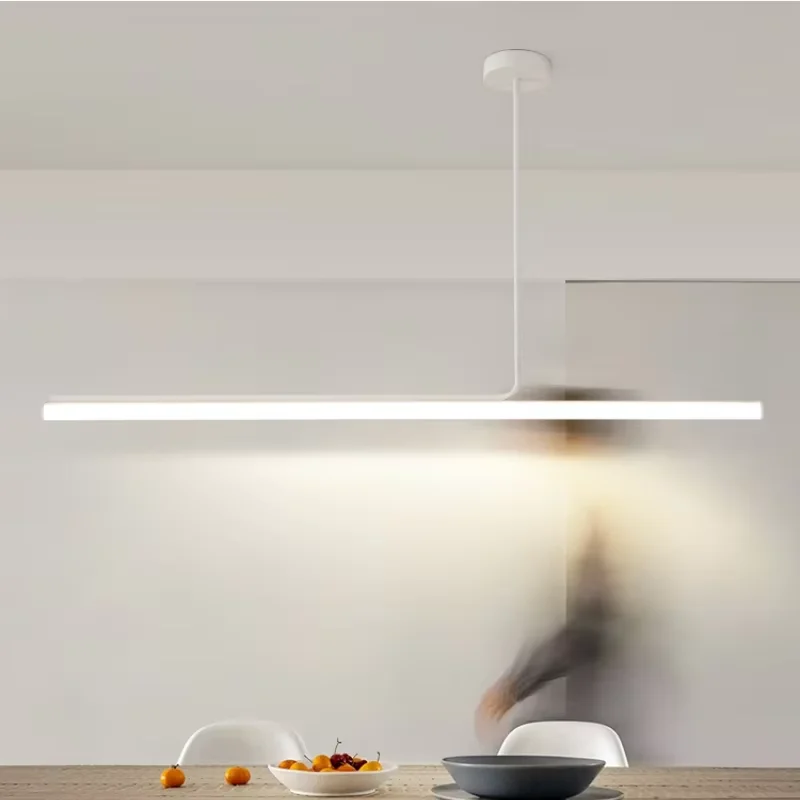 Imagem -02 - Minimalista Nórdico Longo Tubo Pingente de Luz Led Mesa Jantar Iluminação Criativa Balcão Barra Moderna Lustre Tira Luminária