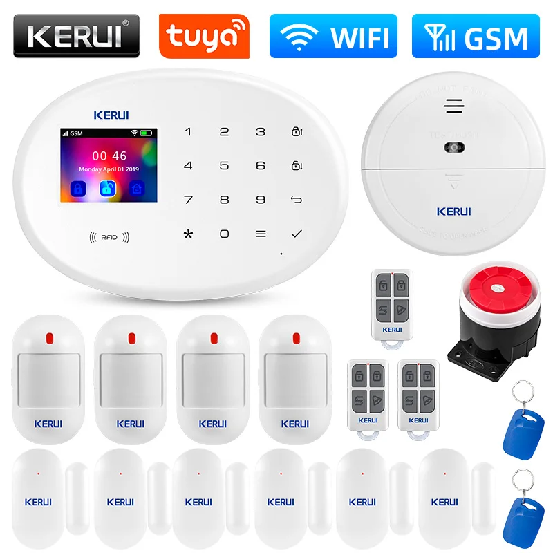 

KERUI W202 WIFI GSM Alarm System Tuya Smart Home Security Wireless APP Remote Control Burglar Alarm with Motion Sensor