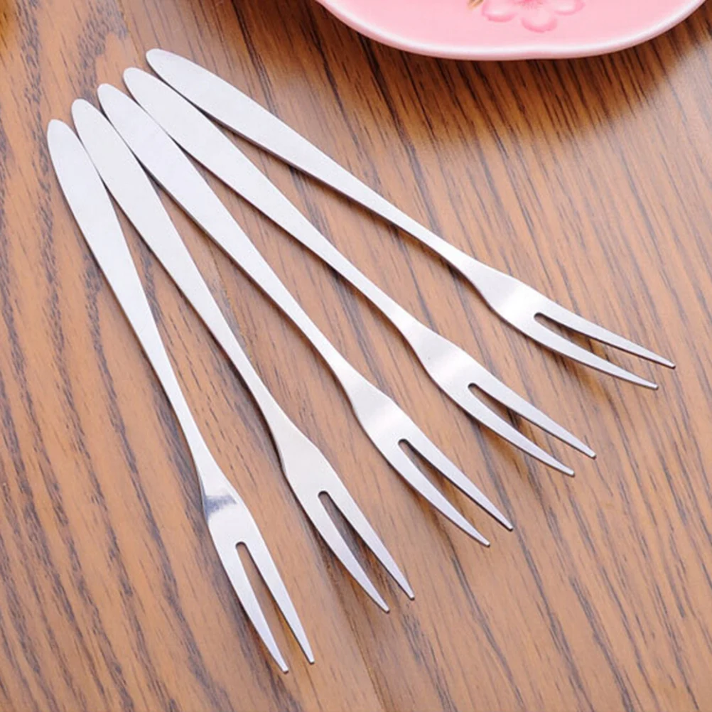 

6Pcs Stainless Steel Dessert Forks Double Ended Fruit Forks Perfect for Party Dinning Tableware Dinnerware Set