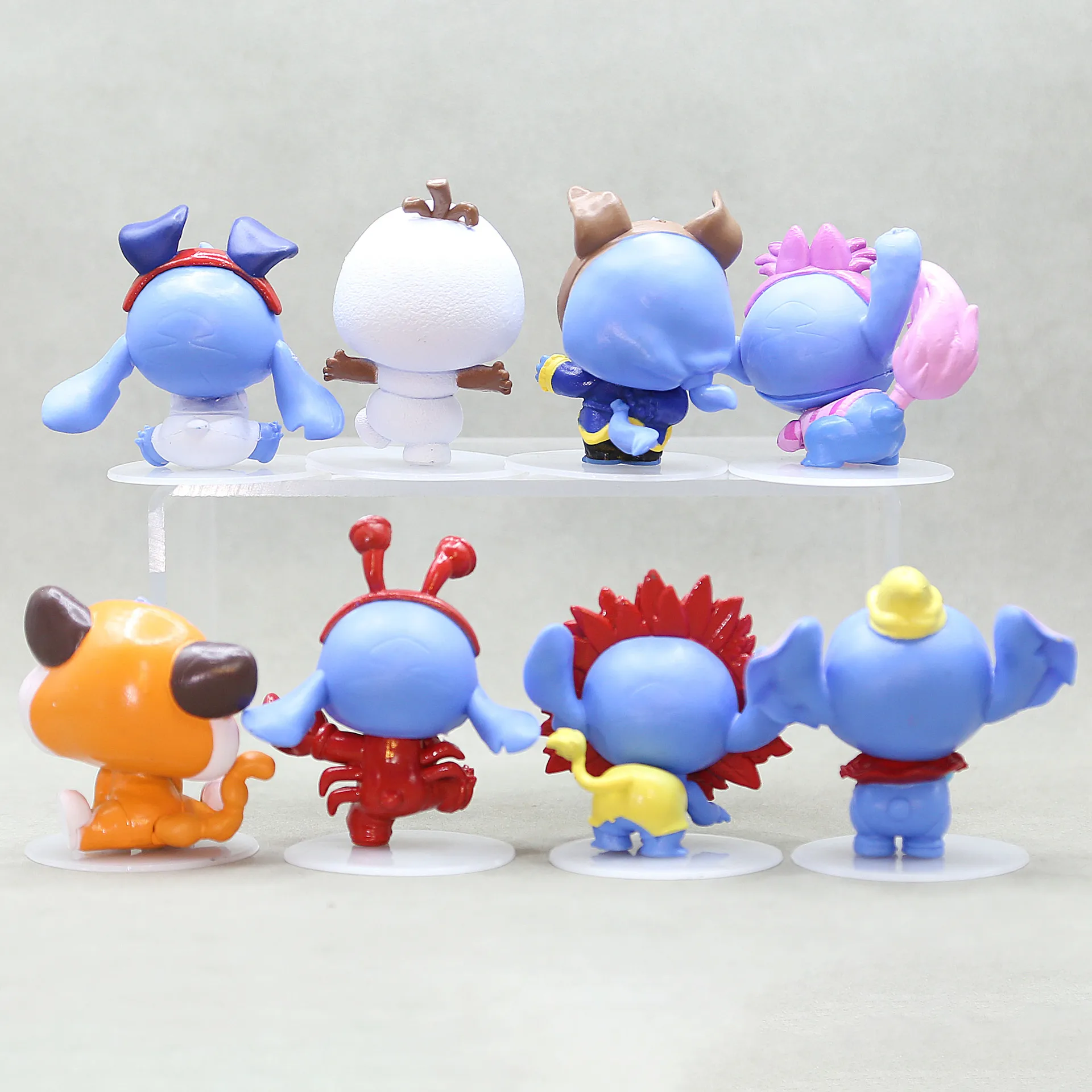 2025  8pcs/set Figur Model Mainan Stitch Perayaan Ulang Tahun ke-100 7.5cm