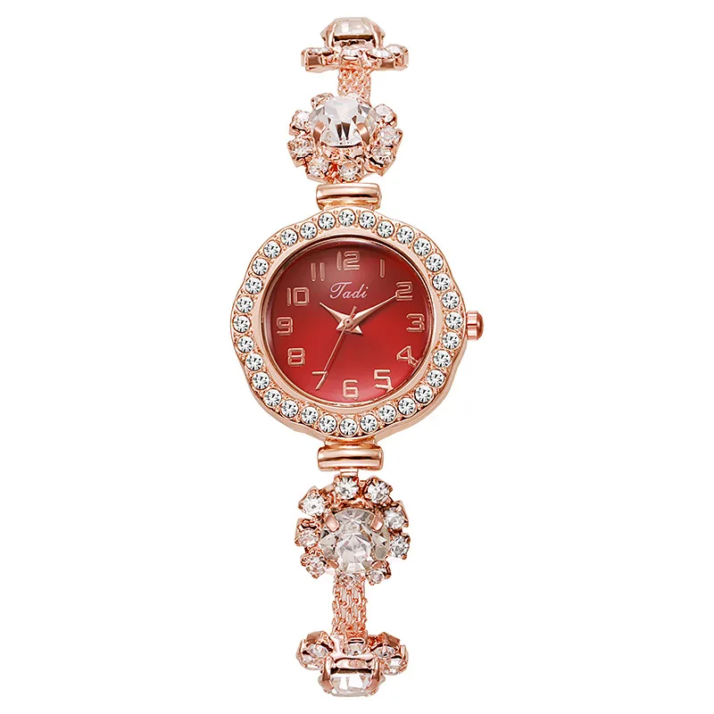 Pulling style bracelet watch flower shaped digital dial large diamond women's quartz watch wholesale watch women's