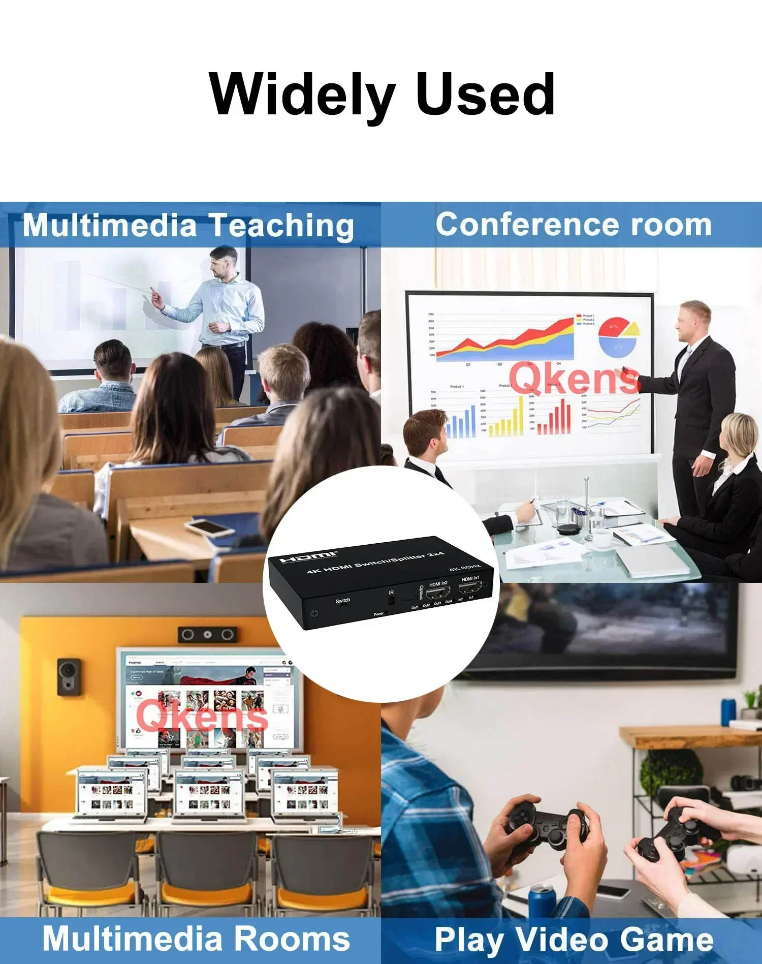 3D 4K 60Hz 2x4 HDMI Switch Splitter 2 In 4 Out Audio Extractor Video Converter for PS4 Camera Laptop PC To TV Monitor Projector