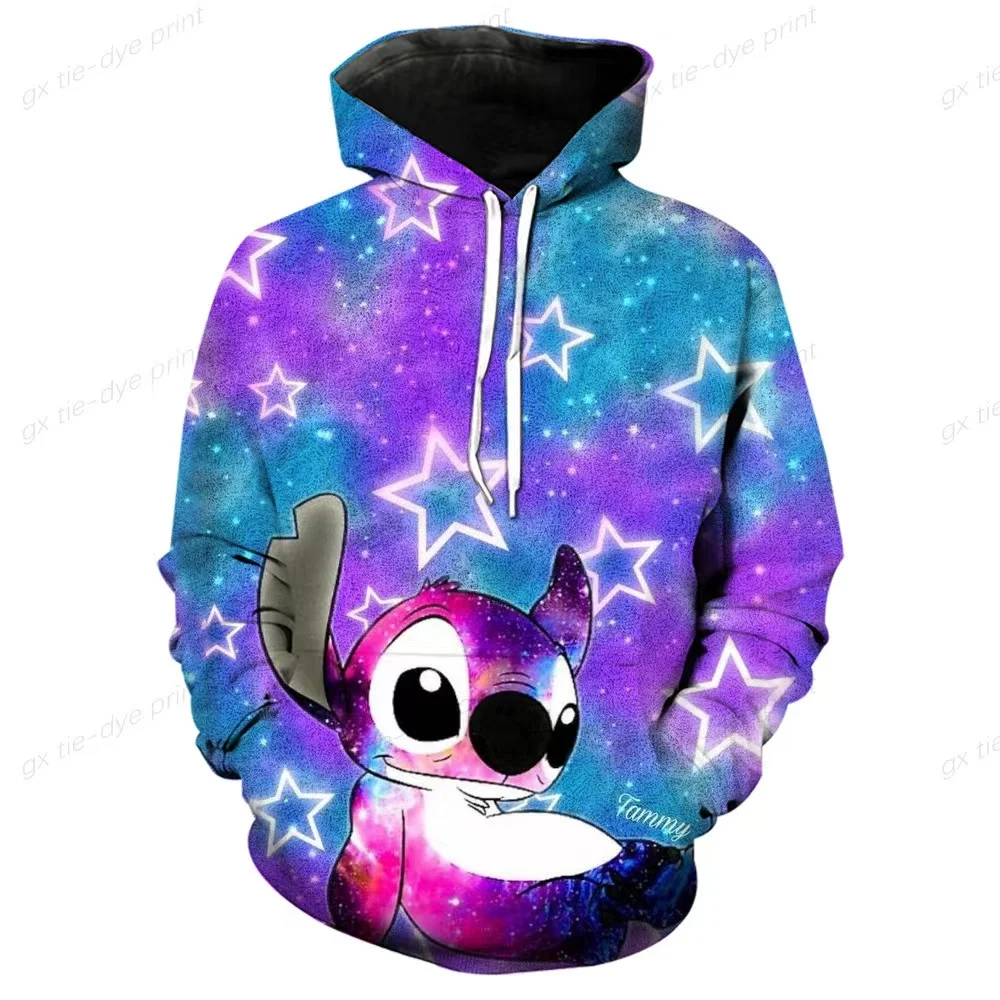 2024 Disney Hoodie Fashion Stitch Angel Monster Pocket Sweatshirt Pullover Cute hoodies girls Women\'s Sweatshirt Cartoon Top y2k