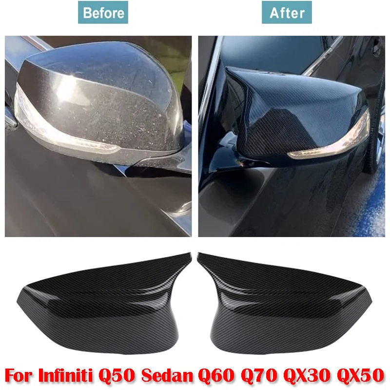 Rhyming Wing Side Mirror Cover Car Rearview Mirror Caps Fit For Infiniti QX30 Q50S Q50 Q60 Q70 2014 - 2021 Car Accessories