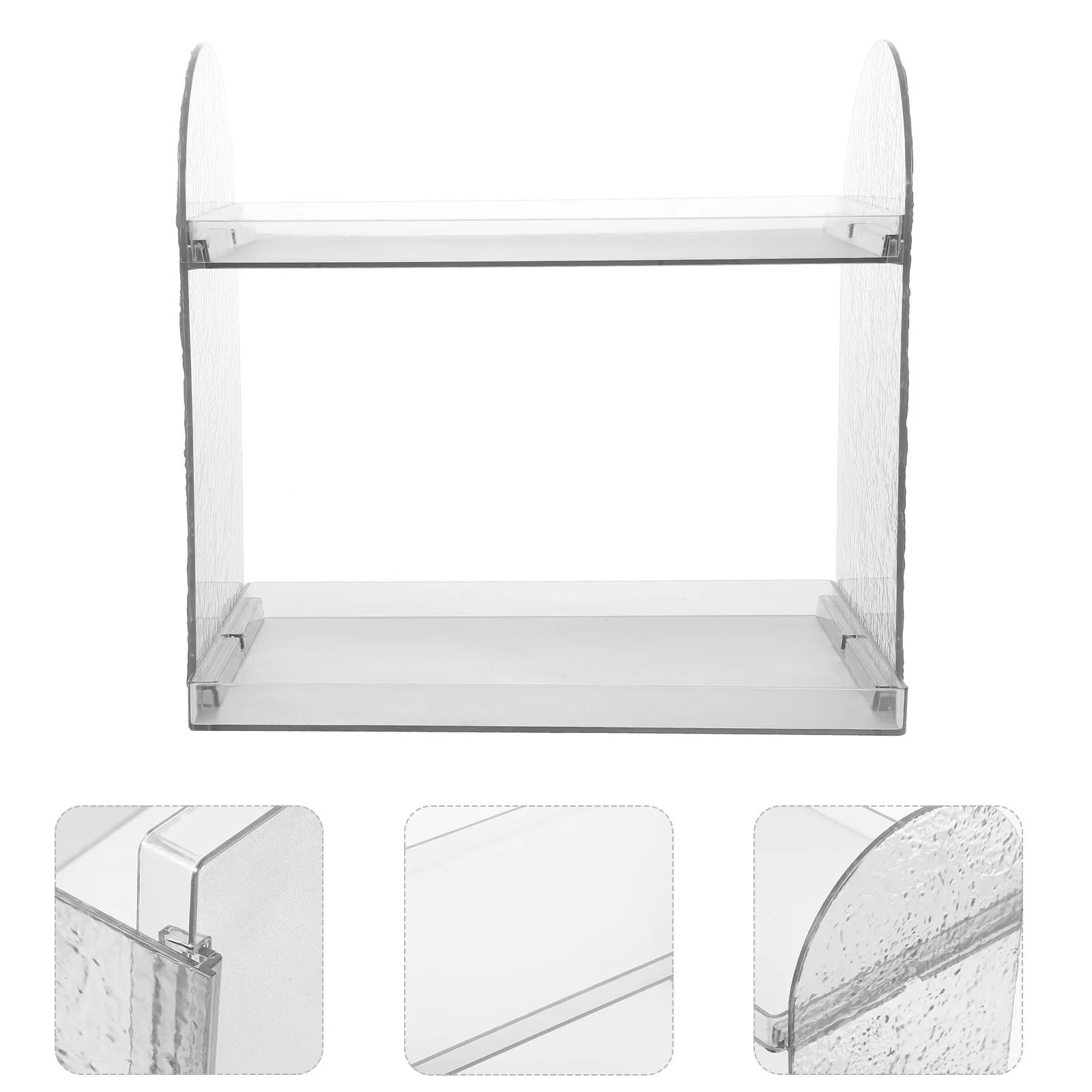 

2-Tier Makeup Organizer Glaciated Pattern Storage Rack Skincare Holder Vanity Stand Clear Perfume Organizer Desktop
