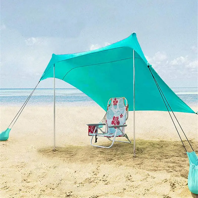 Large Family Beach Awning 3M*2.8M*2M Ultralight Sun Shade Tent With Sandbag UPF50+ UV Portable Beach Canopy Sun Shelter