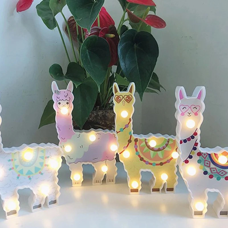 Alpaca Shape Party Decoration 3D Lamp LED Night Light For Home Decor Bedroom Table LED Light Kids Birthday Baby Shower Light