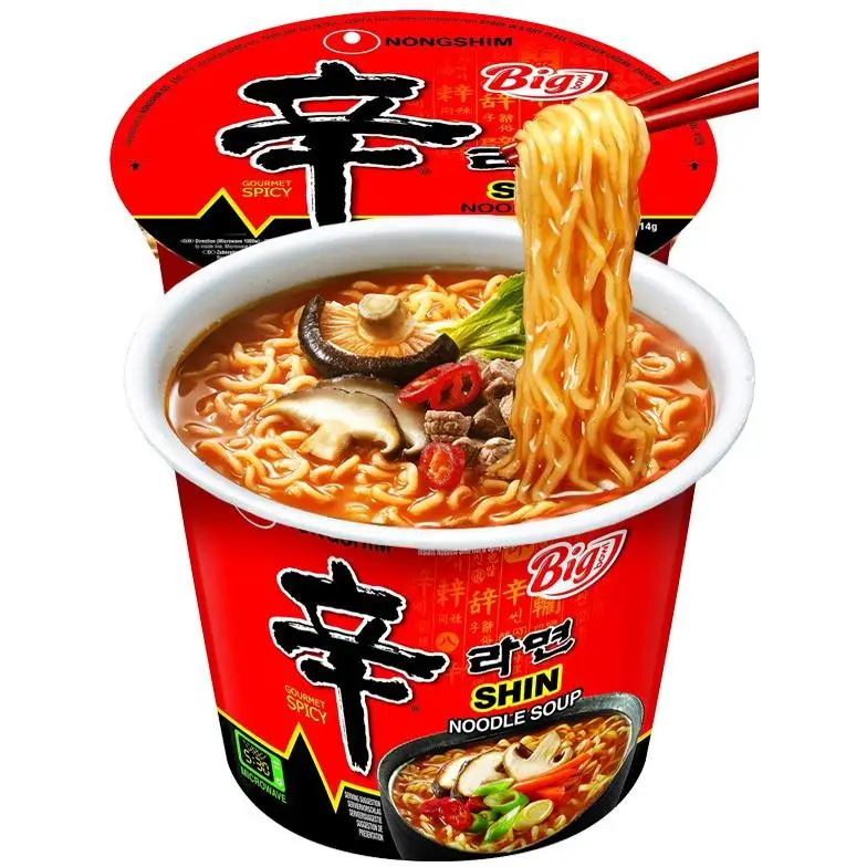 ASIAMARKET Nongshim Korean Ramen Noodles instant Shin Ramyu Spicy Big Bowl in glass 114 grs. -500 ml, traditional Korean Ramen (Ramyun), easy to go, the world's best-selling Ramen, 1 or 3, shipped from Spain.