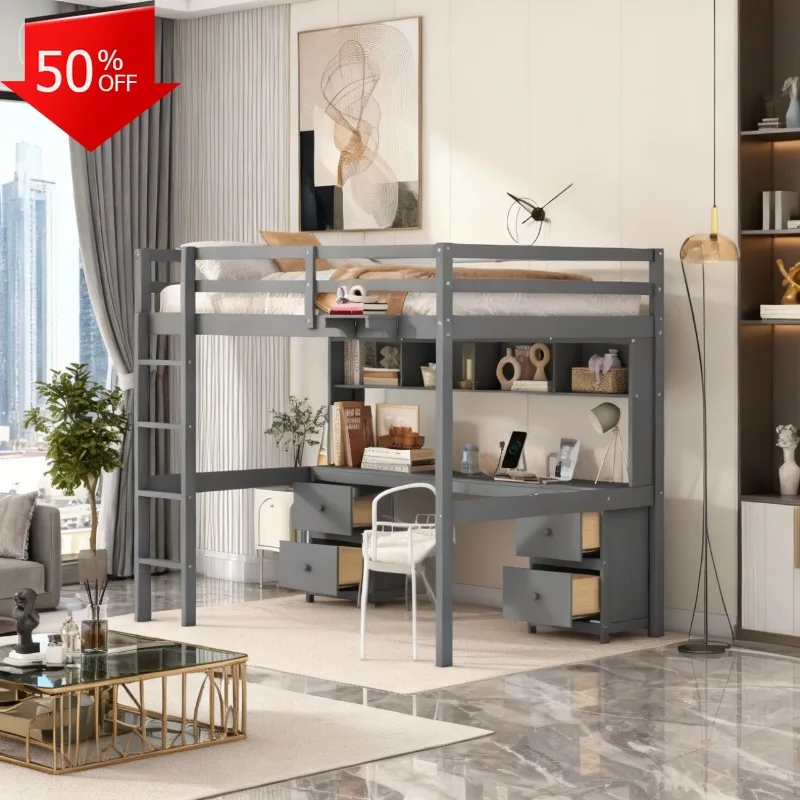 

Queen Bed Frame Full Size Single Box Bed Lit Cabane Individual Bunk Beds Adults Cama King Bedrooms Furniture Clearance Headboard