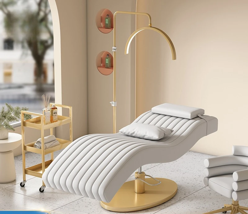 New S-type Stainless Steel Beauty  Ergonomic Eyelash Bed Spa Massage Bed Ear Pattern Embroidery Cross-border Special Supp