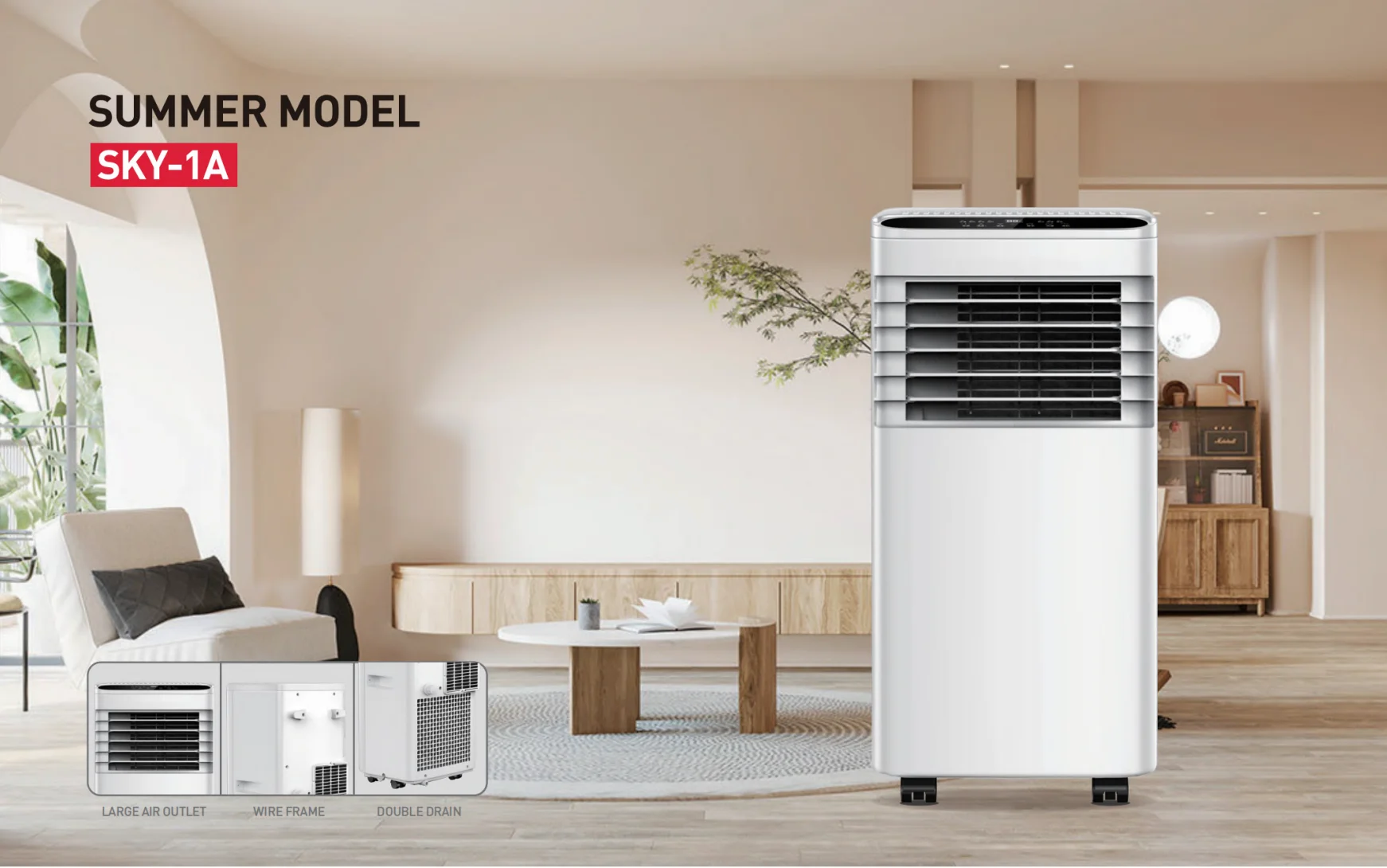 Quiet Mobile Air Conditioner 7000BTU/9000BTU, No-Drill Installation Portable AC with Sleep Mode, Energy Saving Class A Cooling F