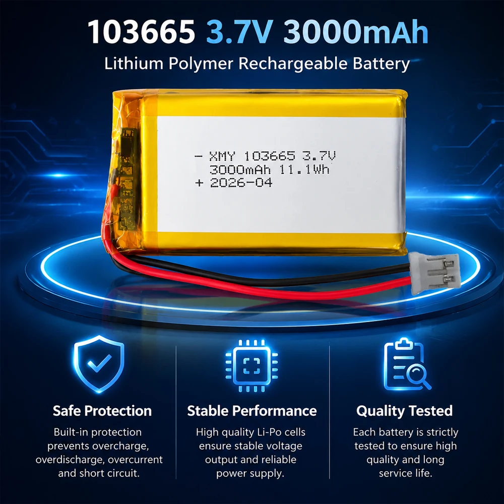 103665/103565 3.7V 3000mAh Akumulator litowo-polimerowy, złącze PH2.0, bateria zamienna, oryginalny power bank — zdjęcie produktu 2