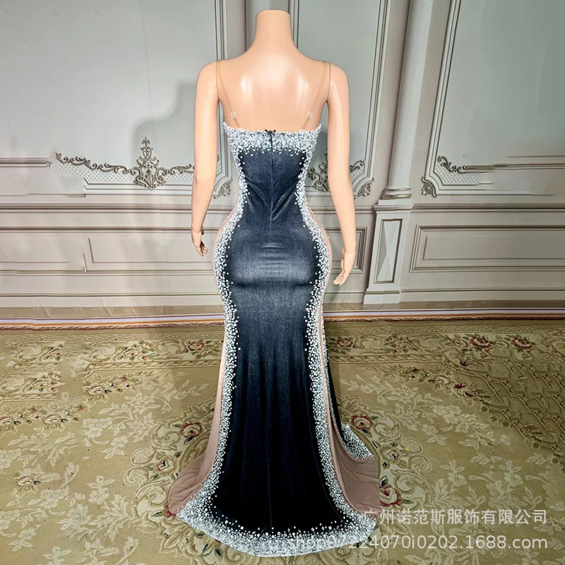 فستان مثير بفتحة عالية من الكريستال الماسي وحفلات الكوكتيل وحفلات أعياد الميلاد الخفيفة الفاخرة فساتين Abito الفاخرة الأنيقة