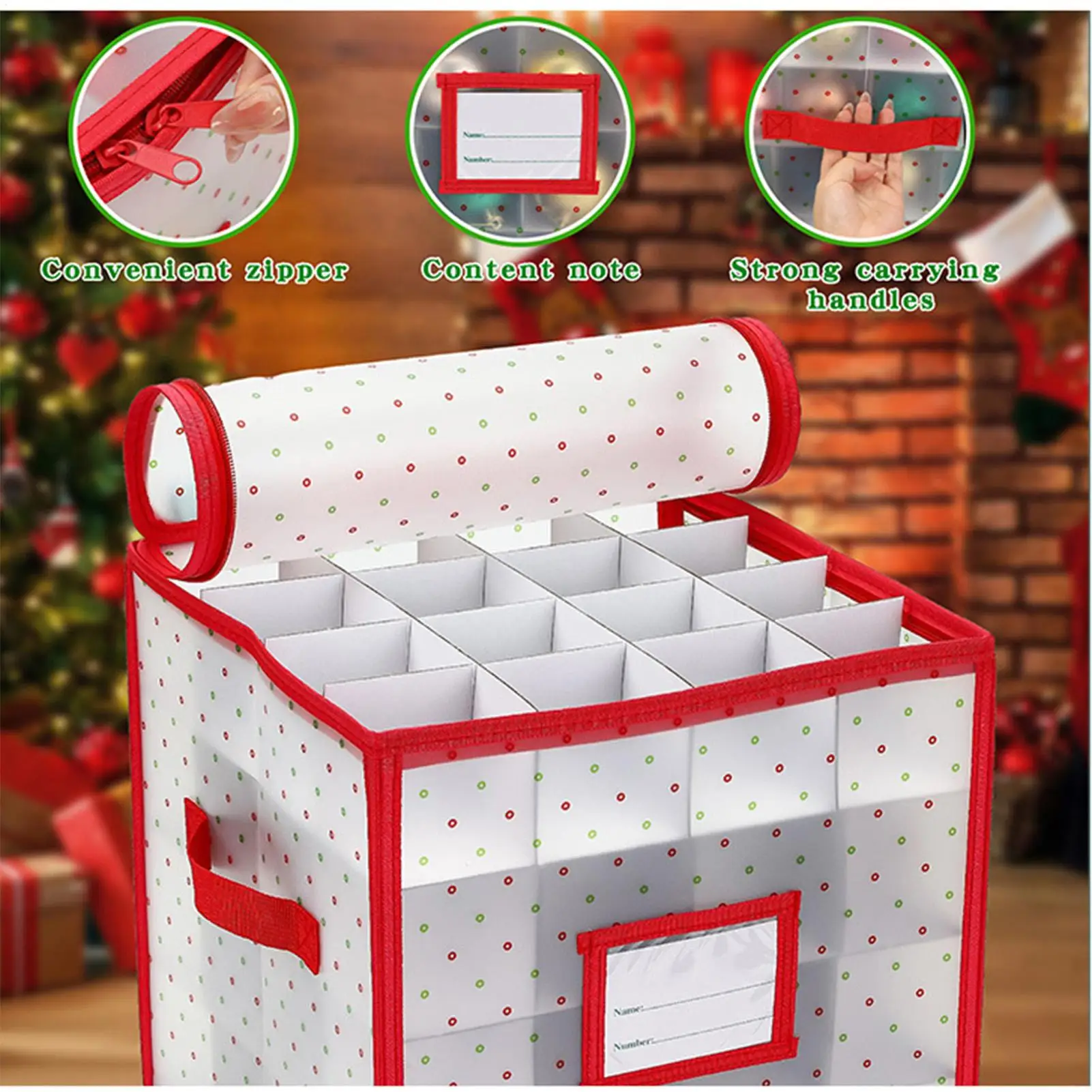 

64grid Christmas Ball Storage Box Clear Divided Organizer Multipurpose Ornaments Container for Festival Decorations