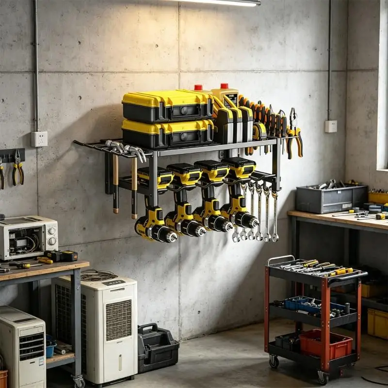 An der Wand befestigter Geräteträger aus Stahl für Elektrogeräte mit Haken und Unterstützung für langlebiges Design D2RD – Detail 7