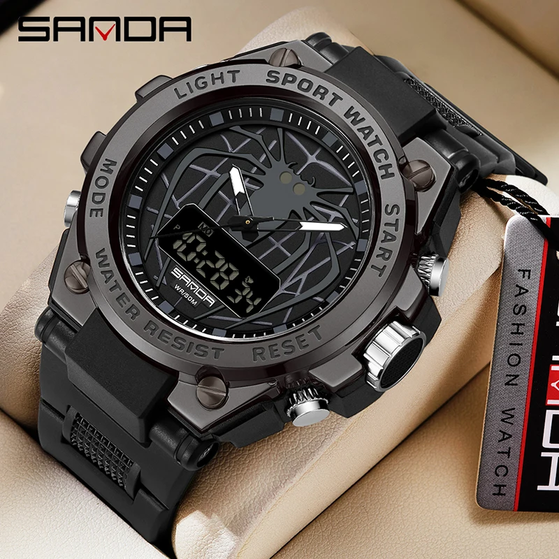 

Sanda's new 3159 Spider dial fluorescent light night light waterproof electronic watch fashionable and personalized watch