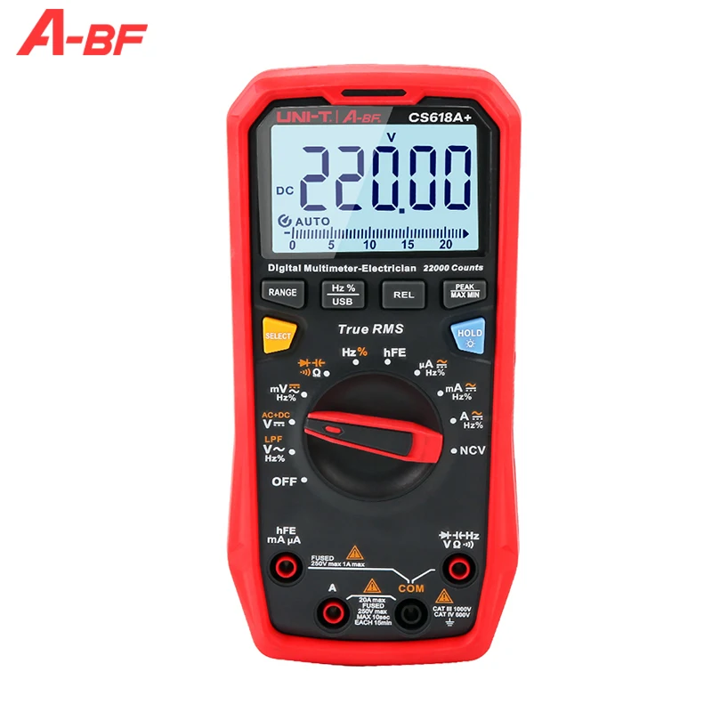 A-BF & UNI-T CS618A+ Digital Multimeter Substitute for UT61B Plus Series Handheld  Auto Range 22000 Counts DC AC Electric Tester