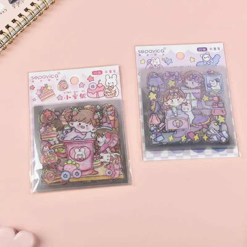 20 Stuks Stickers Kids Cartoon Huisdier Decoratieve Stickers Handbook Sticker Kawaii Stickers