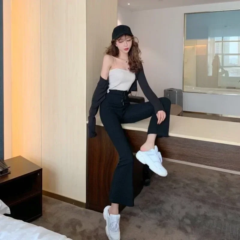 Vrouwelijke broek lang gebreid Koreaanse mode G Nieuw in kleding Broek Katoen Chique en elegante Harajuku Casual damesbroek XQ883