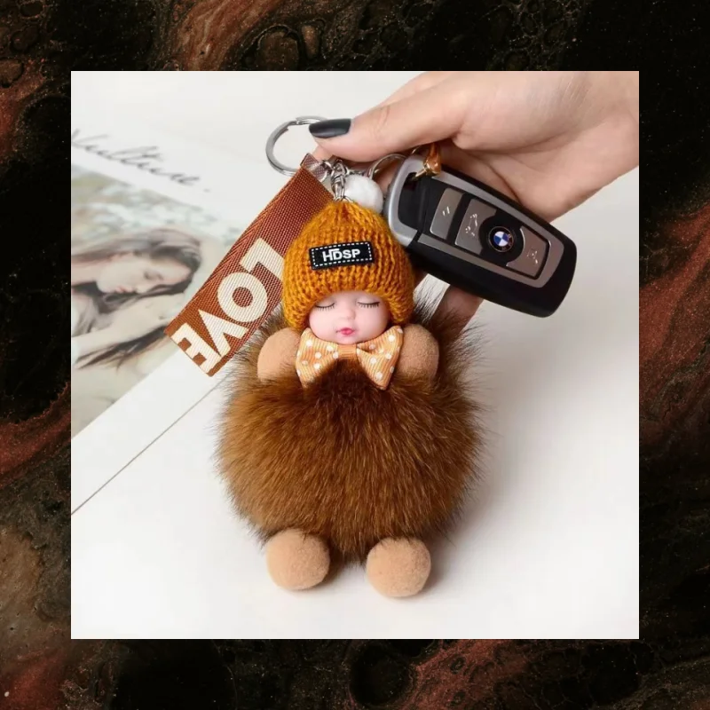 พวงกุญแจน่ารักปุยตุ๊กตาพวงกุญแจตุ๊กตาสาวกระเป๋าพวงกุญแจรถพวงกุญแจของขวัญตกแต่งที่มีเสน่ห์