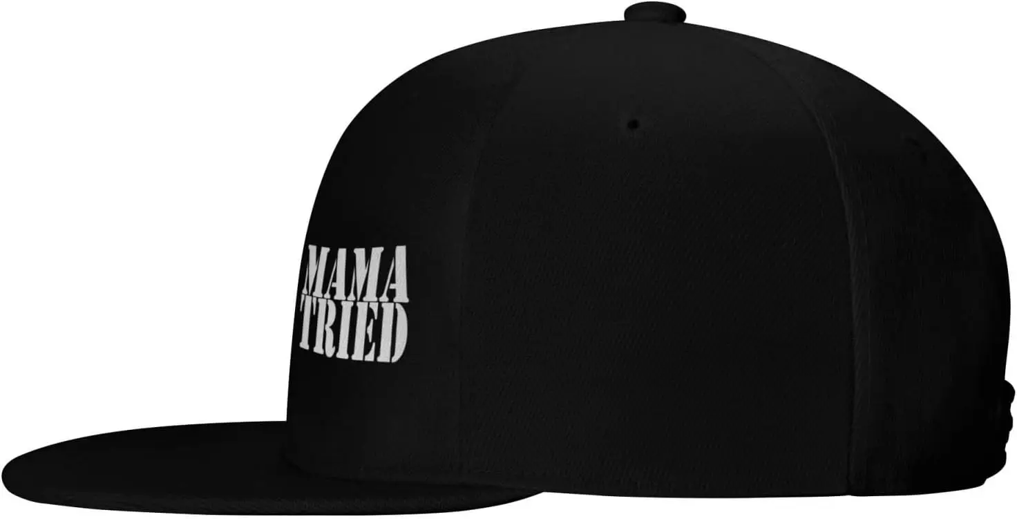 Mama Tried Retro Country Music Hat Black Flat Brim Trucker Hats Adjustable Classical Baseball Cap