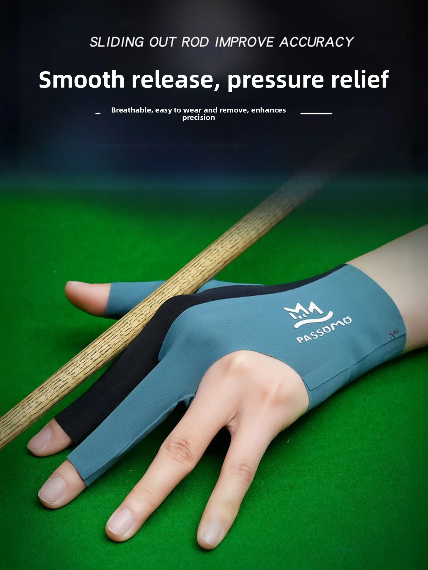 Billiard Gloves Seamless Fit Sweat Absorbent Quick Dry Three Finger Half Finger Gloves for Left And Right Hand Universal