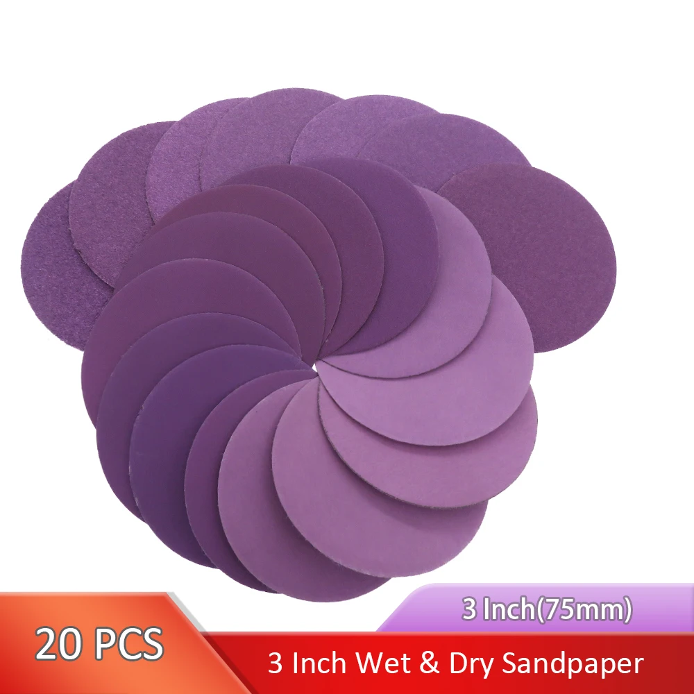 3 Inch Wet and Dry Sandpaper Disc High Quality Abrasive Hook and Loop Sanding 75mm for Woodworking Metal Polishing Grinder