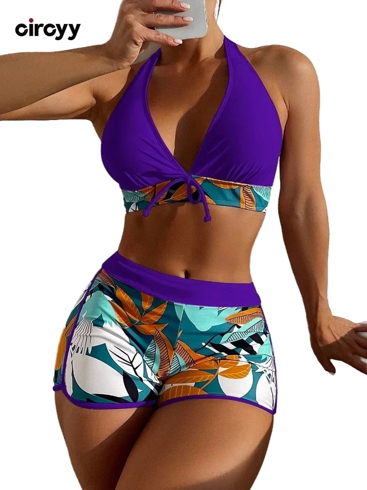 

Circyy, цельный купальник, женский купальник с открытой спиной и разрезом, пляжная одежда с высокой талией и принтом, лето 2025, праздничный комплект бикини