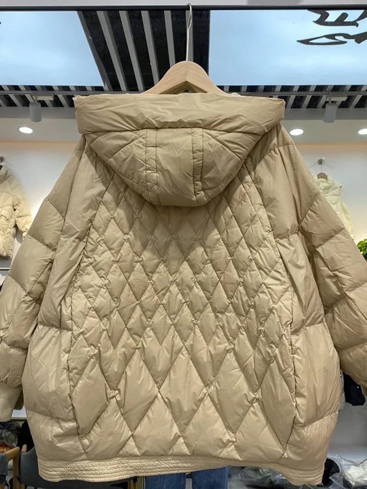 Imagem -04 - Parka de Pato Casual com Capuz para Mulheres Cabolsa Feminino Grosso e Quente Jaqueta de Neve Solta Outwear de Outono e Inverno 90 Branco Novo