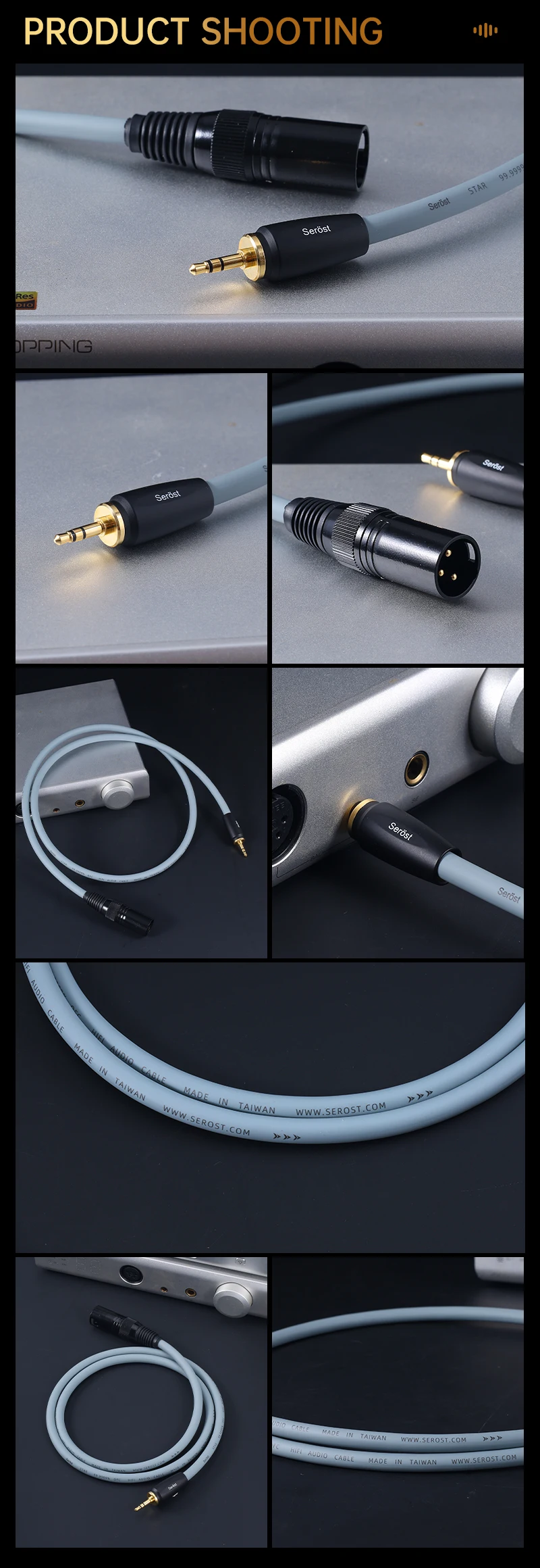 Serost Star HiFi Audio sauerstofffreies Kupfer OFC 3,5mm AUX zu XLR Balance-Adapter-Verbindungskabel für Mikrofon, Verstärker, Lautsprecher – Detail 9