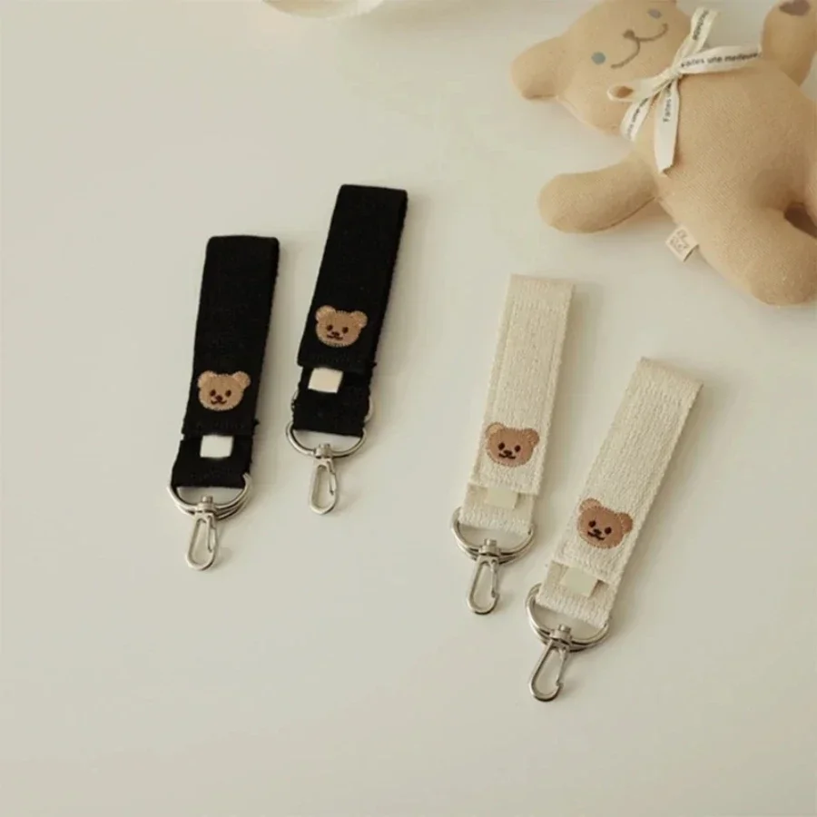 

2-piece/set Baby Stroller Embroidered Hooks Canvas Hooks Cute Teddy Bear Baby Universal Hooks Stroller Accessories