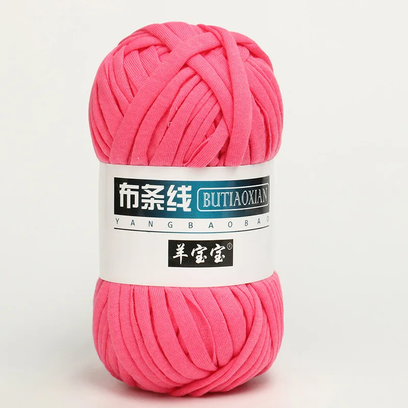 100 g T-Shirt-Strickgarn für Häkeltasche, Hut, Hausschuhe, Untersetzer, Deckengarn, weiches Polyester, gewebtes Garn, dickes, weiches Stoffgarn