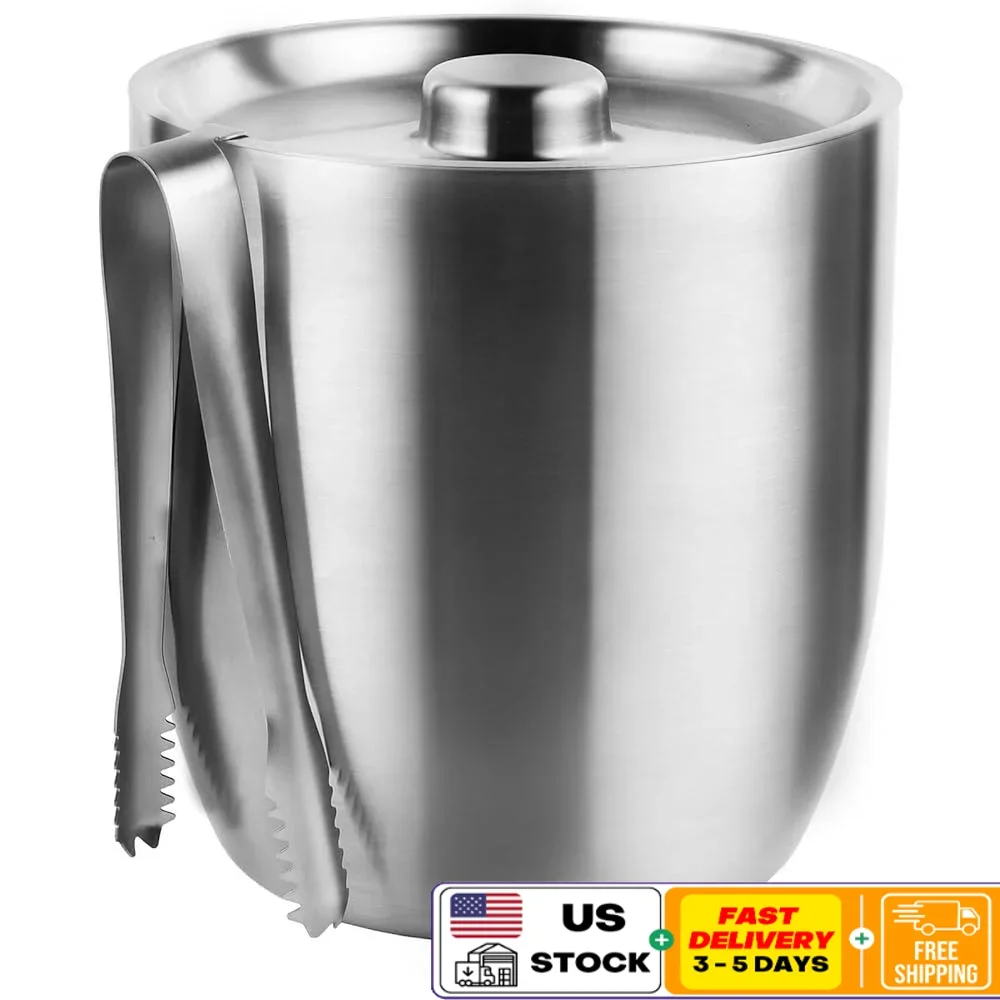 

3л изолированное ведро для льда с двойными стенками и крышкой, коктейли из нержавеющей стали, щипцы для вина, шампанского, холодильник для вечеринок, уличный бар